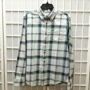 Prana Shayne Flannel Long Sleeve Shirt Men's Size Small Silver Spray Plaid NWT